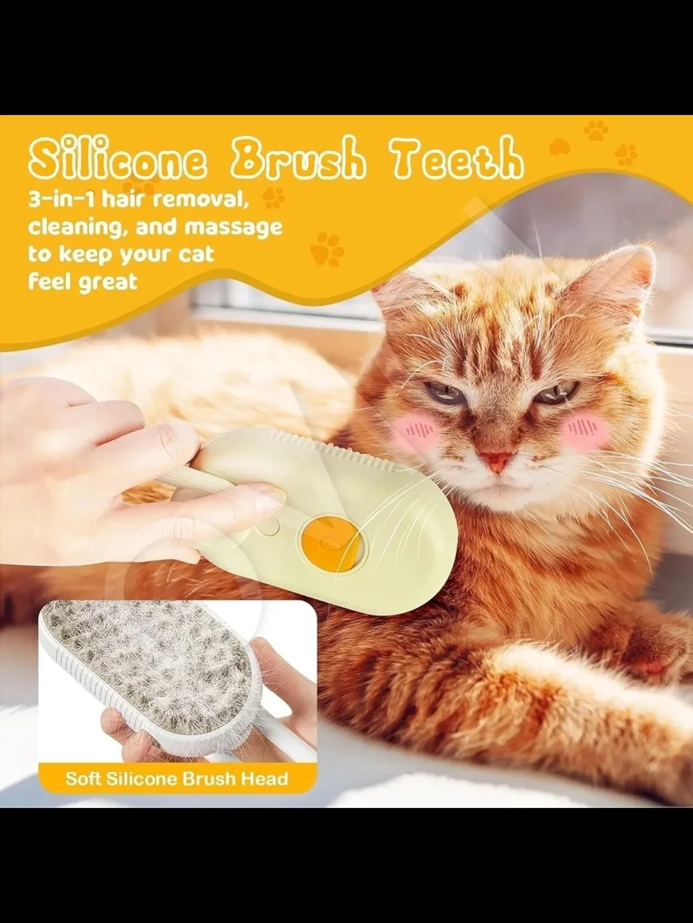 Ovi Silicone Pet Brush in Beige and Orange